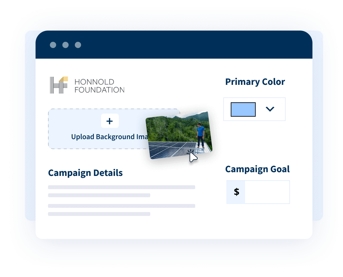 Your organization gets a branded Donor Portal, automatically Your organization gets a branded Donor Portal, automatically