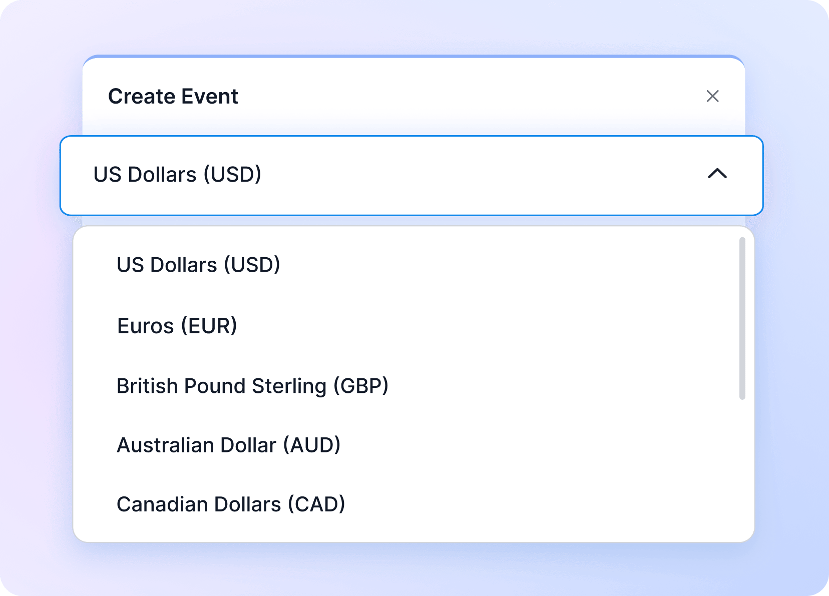 Sell tickets in 43 currencies Sell tickets in 43 currencies