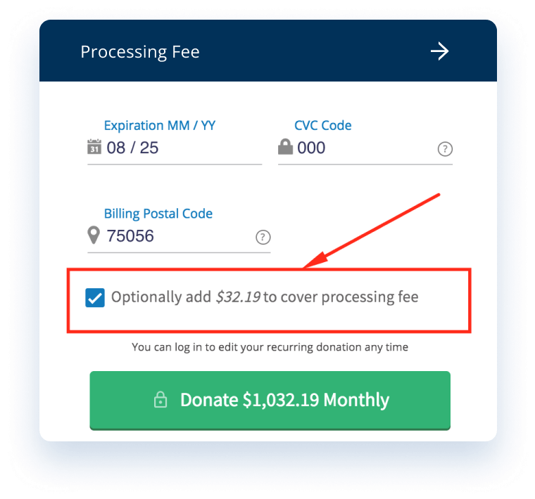 Processing Fee Coverage Processing Fee Coverage
