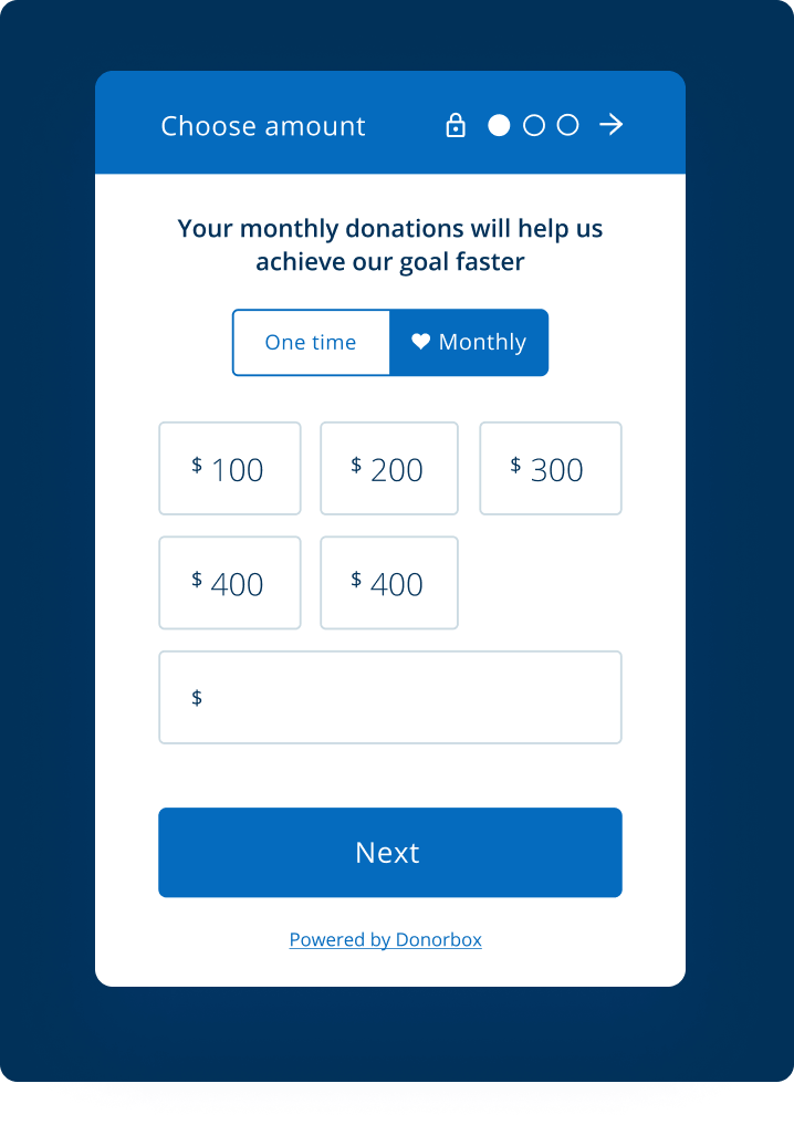 Grab donors’ attention right away with a neat and customized pop up donation form. Grab donors’ attention right away with a neat and customized pop up donation form.